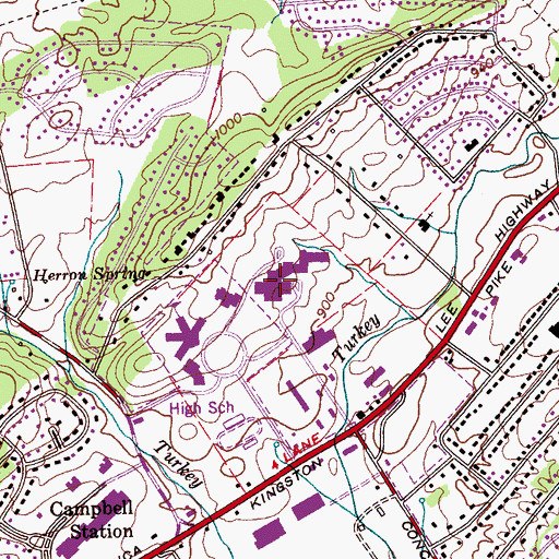 Topographic Map of Farragut Middle School, TN
