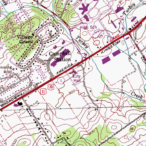 Topographic Map of Farragut Towne Square Shopping Center, TN
