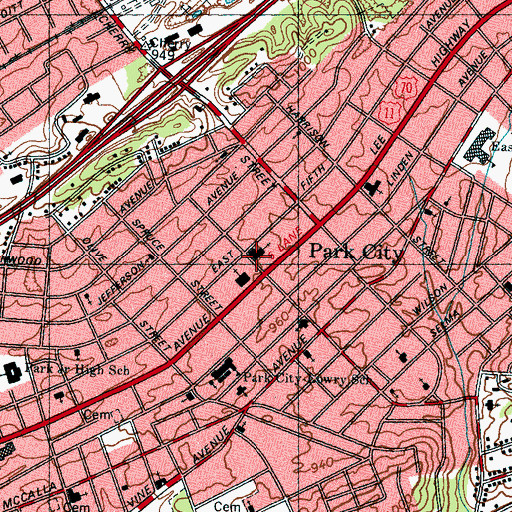 Topographic Map of Fifth Avenue Baptist Church, TN