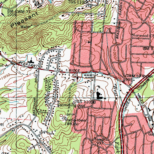 Topographic Map of First Apostolic Church, TN
