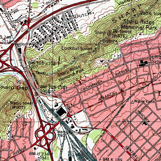 Topographic Map of First Baptist Church of Roseberry City, TN
