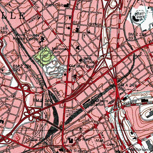 Topographic Map of First Christian Church, TN