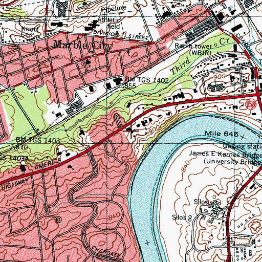 Topographic Map of First Church of Christ Science, TN