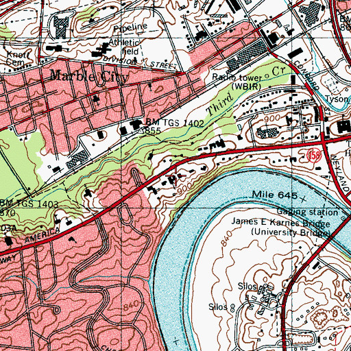 Topographic Map of First United Methodist Church, TN