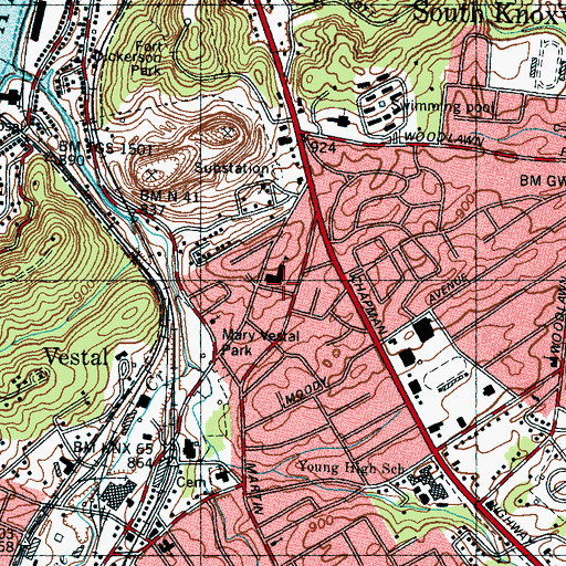 Topographic Map of Flenniken Elementary School, TN