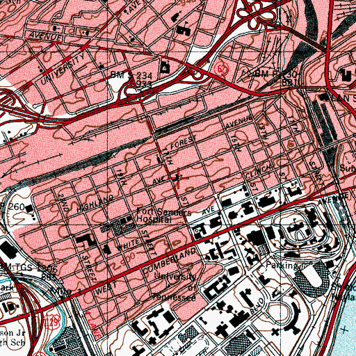 Topographic Map of Fort Sanders Baptist Church, TN
