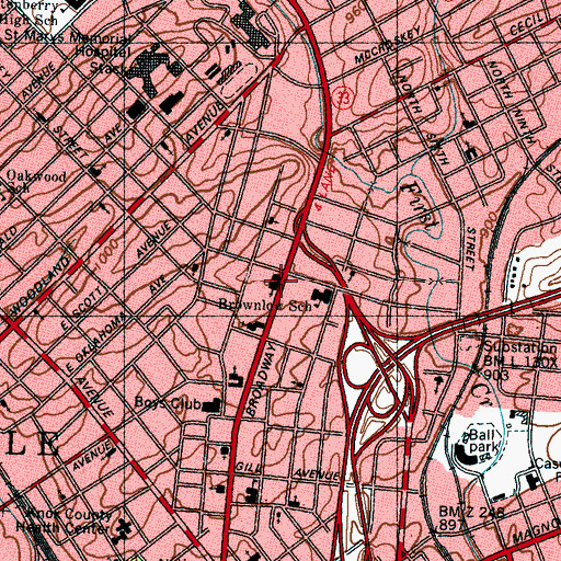 Topographic Map of Fourth United Presbyterian Church, TN