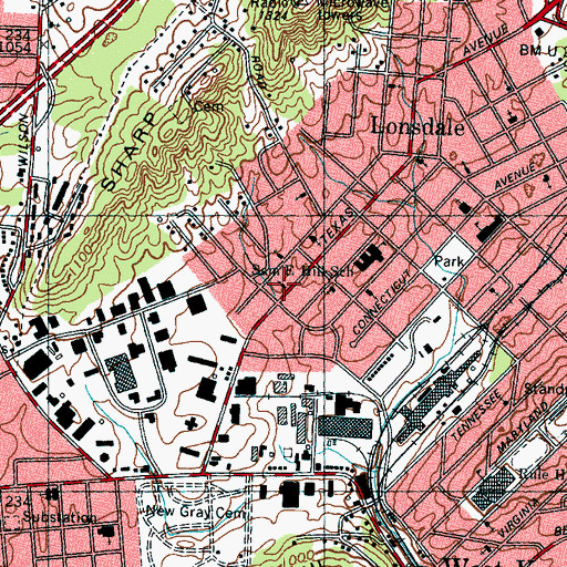 Topographic Map of Friendship Missionary Baptist Church, TN