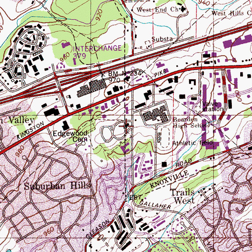 Topographic Map of Gallaher Memorial Baptist Church, TN