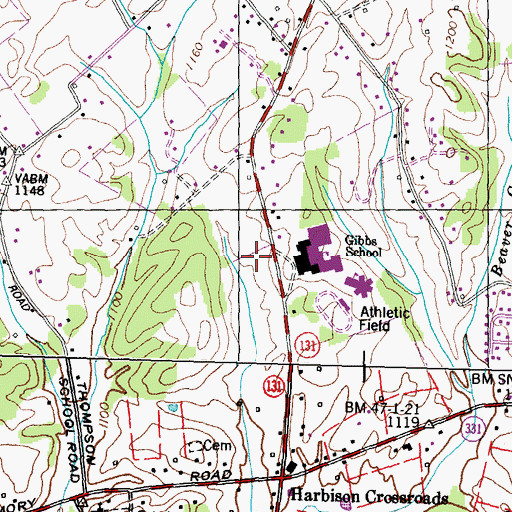 Topographic Map of Gibbs Elementary School, TN
