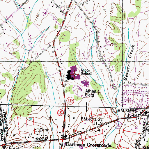 Topographic Map of Gibbs High School, TN