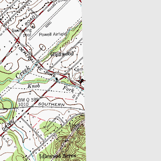 Topographic Map of Glenwood Baptist Church, TN