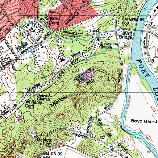 Topographic Map of Graystone Quarry, TN