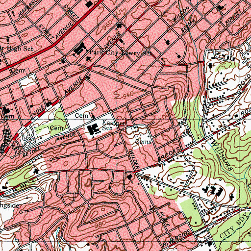 Topographic Map of Greenway Baptist Church, TN