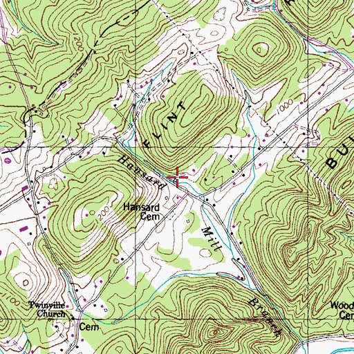 Topographic Map of Hansard Mill (historical), TN