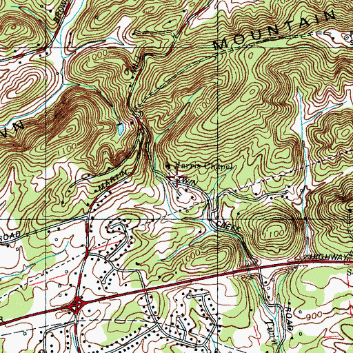 Topographic Map of Harris Chapel Cemetery, TN