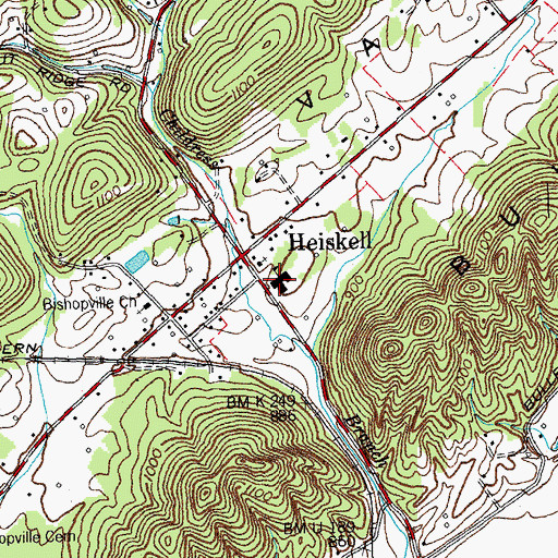 Topographic Map of Heiskell School, TN