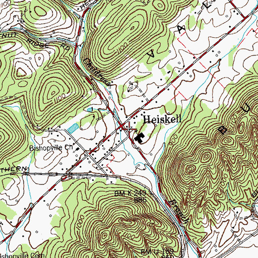 Topographic Map of Heiskell United Methodist Church, TN