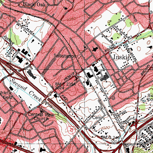 Topographic Map of Heritage Baptist Church, TN