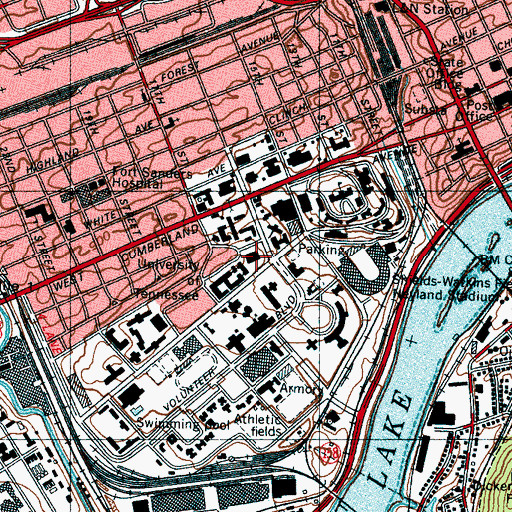 Topographic Map of Hodges Library, TN