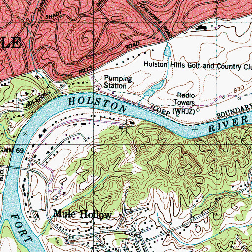 Topographic Map of Holston Quarry, TN
