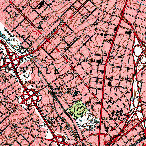 Topographic Map of Holy Ghost Catholic Church, TN