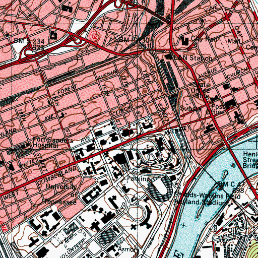 Topographic Map of Hoskins Library, TN