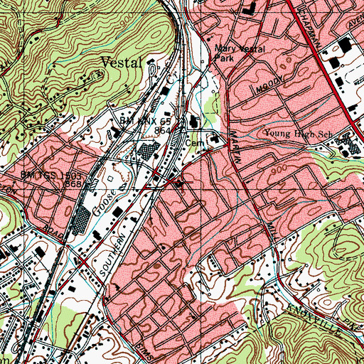 Topographic Map of Immanuel Baptist Church, TN
