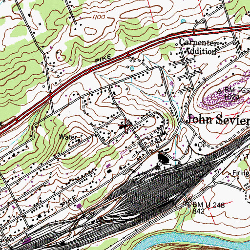 Topographic Map of John Sevier School (historical), TN