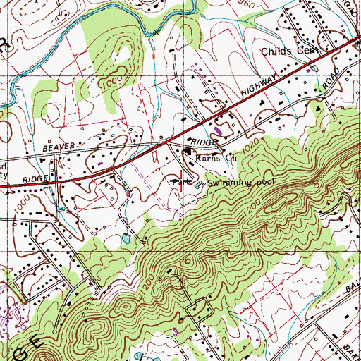 Topographic Map of Karns Community Park, TN