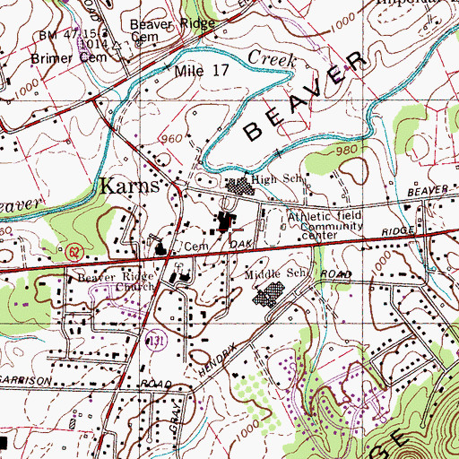 Topographic Map of Karns Intermediate School, TN