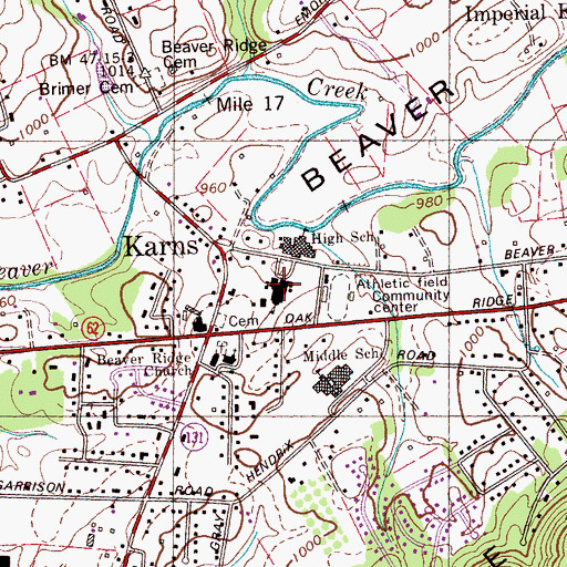Topographic Map of Karns Primary School, TN