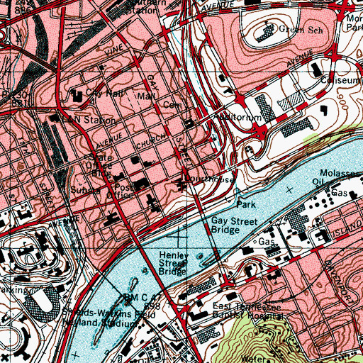 Topographic Map of Knox County Courthouse, TN