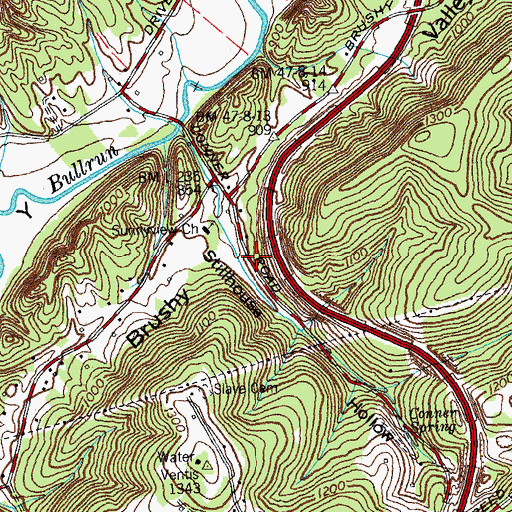Topographic Map of Lewis Chapel (historical), TN