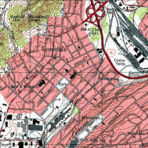 Topographic Map of Lonsdale Elementary School, TN