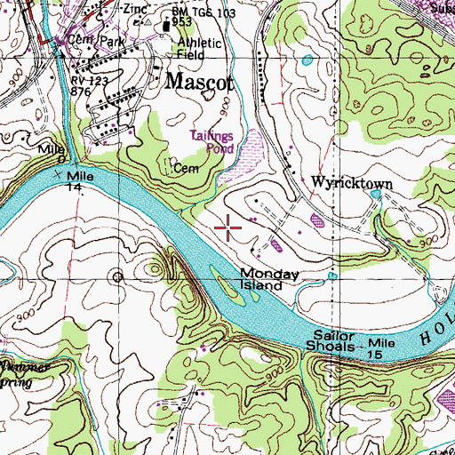Topographic Map of Mascot Park, TN