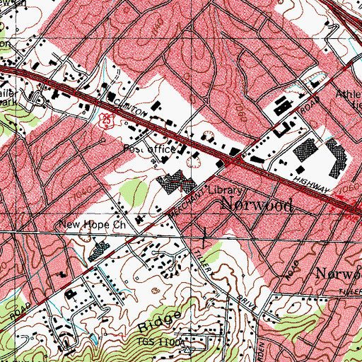 Topographic Map of McClain Shopping Center, TN