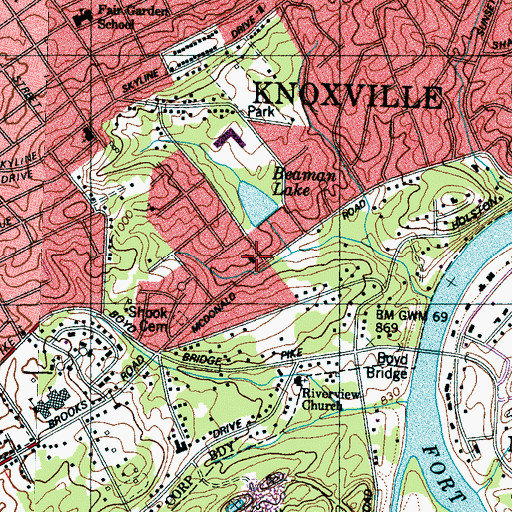 Topographic Map of McDonald Drive Church of Christ, TN
