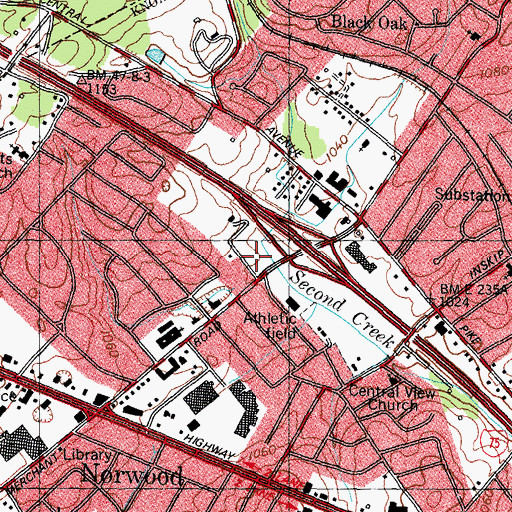 Topographic Map of Merchants Village Shopping Center, TN