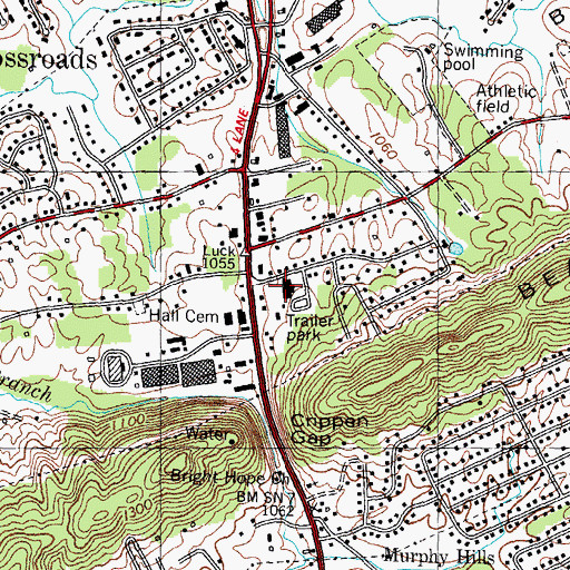 Topographic Map of Midway Shopping Center, TN