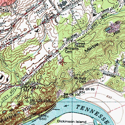 Topographic Map of Neubert Quarry, TN