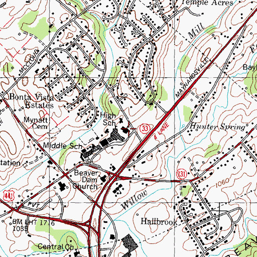 Topographic Map of North Knox Career and Technical Education Center, TN