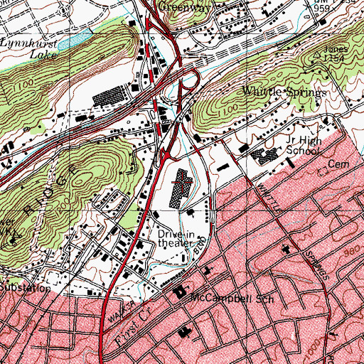 Topographic Map of Northgate Plaza Shopping Center, TN