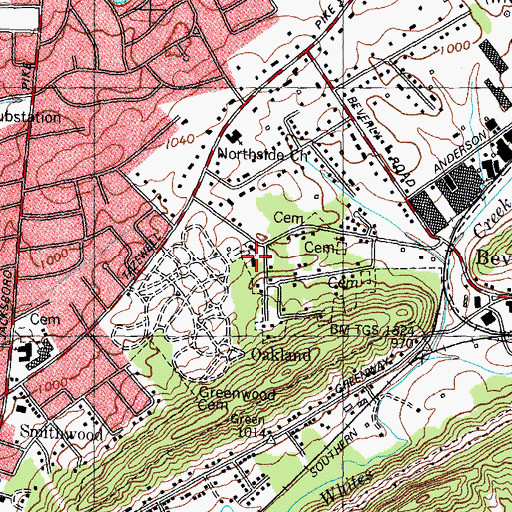 Topographic Map of Oakland School (historical), TN