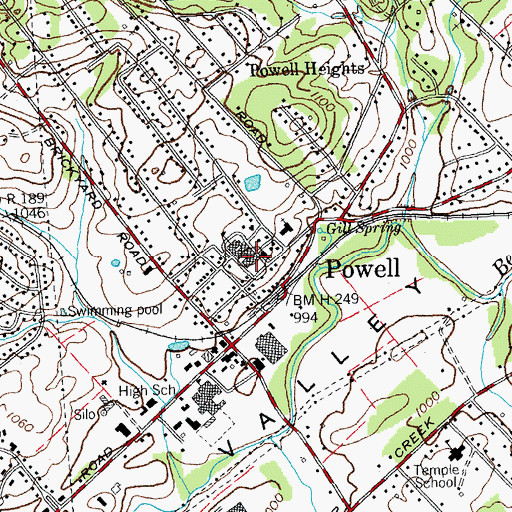 Topographic Map of Powell Elementary School, TN