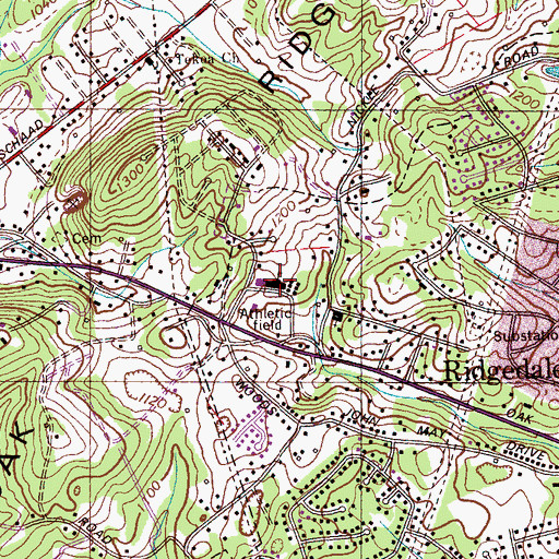 Topographic Map of Ridgedale Elementary School, TN