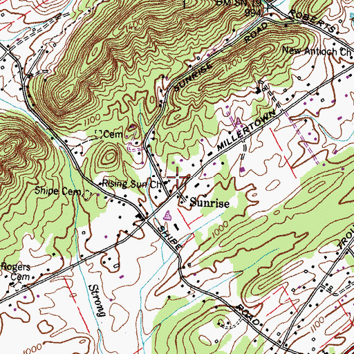 Topographic Map of Rising Sun School (historical), TN