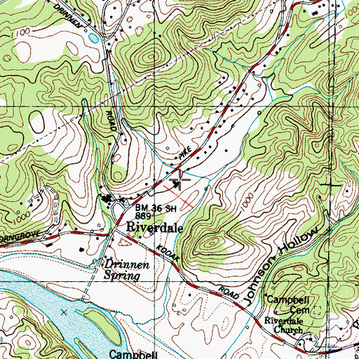 Topographic Map of Riverdale Baptist Church, TN