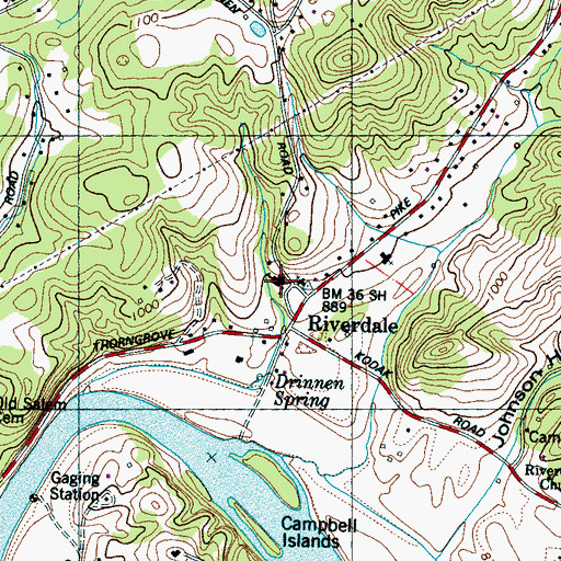 Topographic Map of Riverdale School, TN