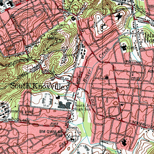 Topographic Map of Rock City Park, TN